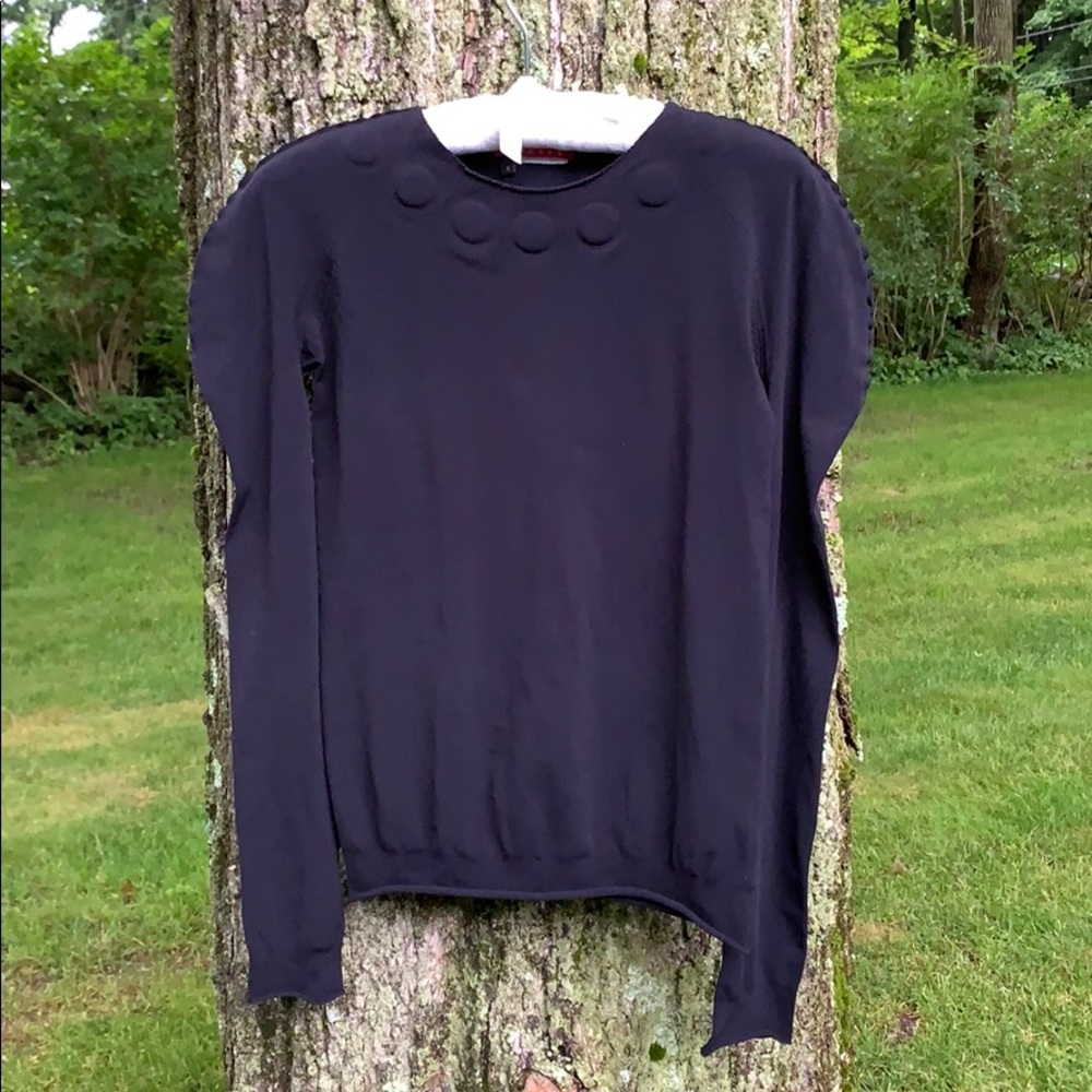 Prada Black Long Sleeve Stretch Knit Top Size S